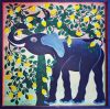 AMONDE_OMARY_105_Tingatinga_on_masonite_Elephant_feeding_cashew_60x60cm