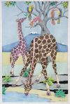 IMANJAMA_097_watercolor_painting_giraffes_drinking_30x40cm