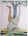 IMANJAMA_108_watercolor_painting_elephant_and_giraffe_30x40cm